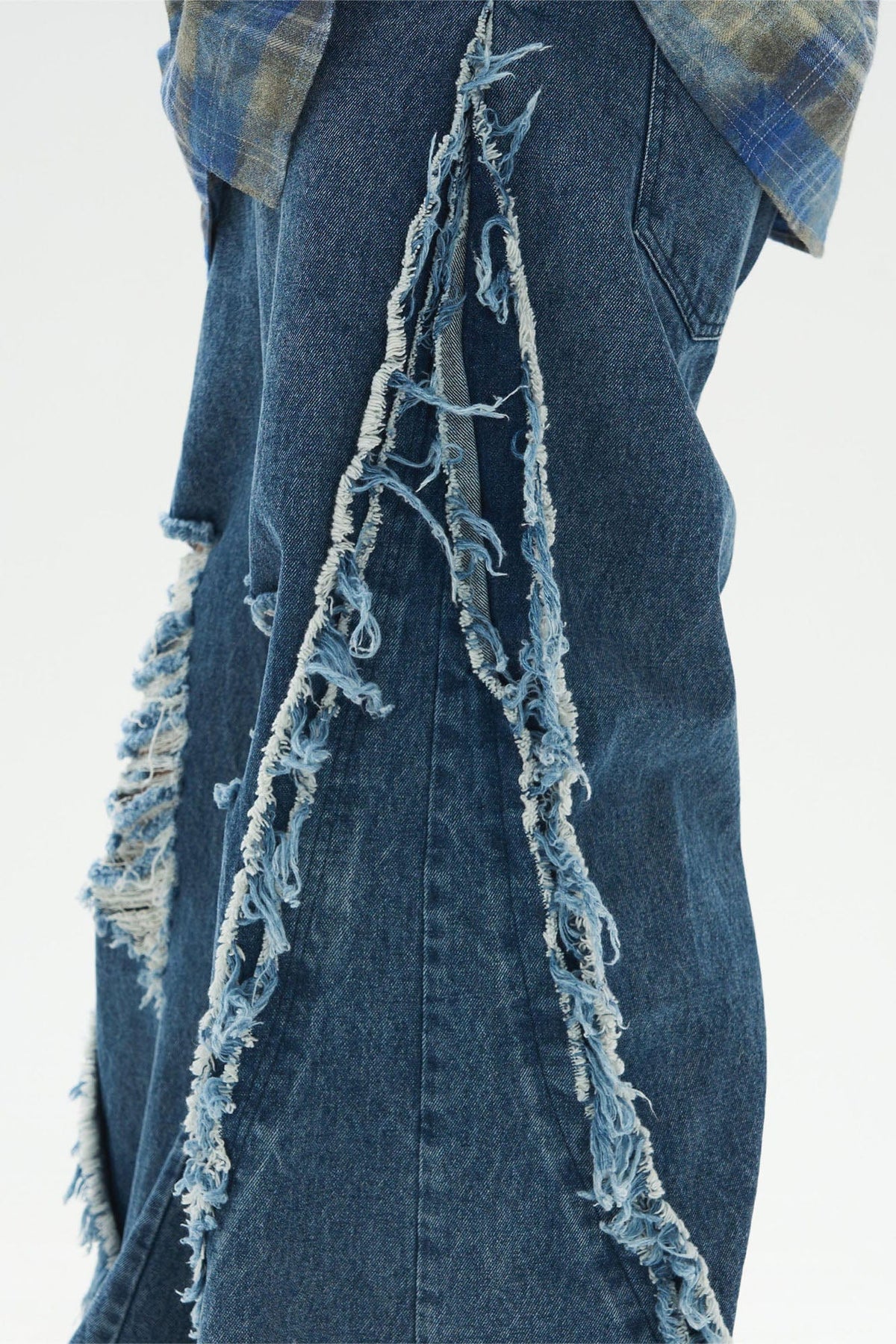 RELABEL Split Heavy-Distressed Washed Denim Pants