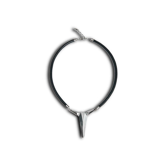 SSIN7 Spike Pendant Faux Leather Necklace