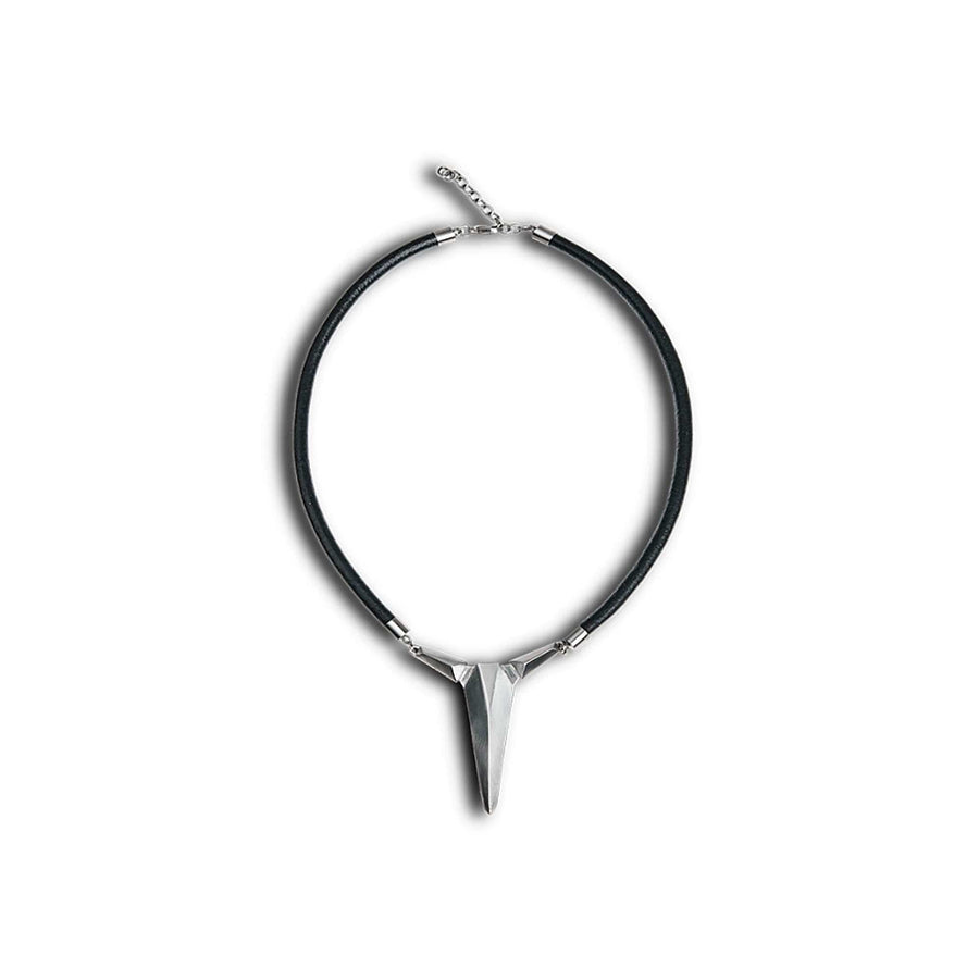 SSIN7 Spike Pendant Faux Leather Necklace