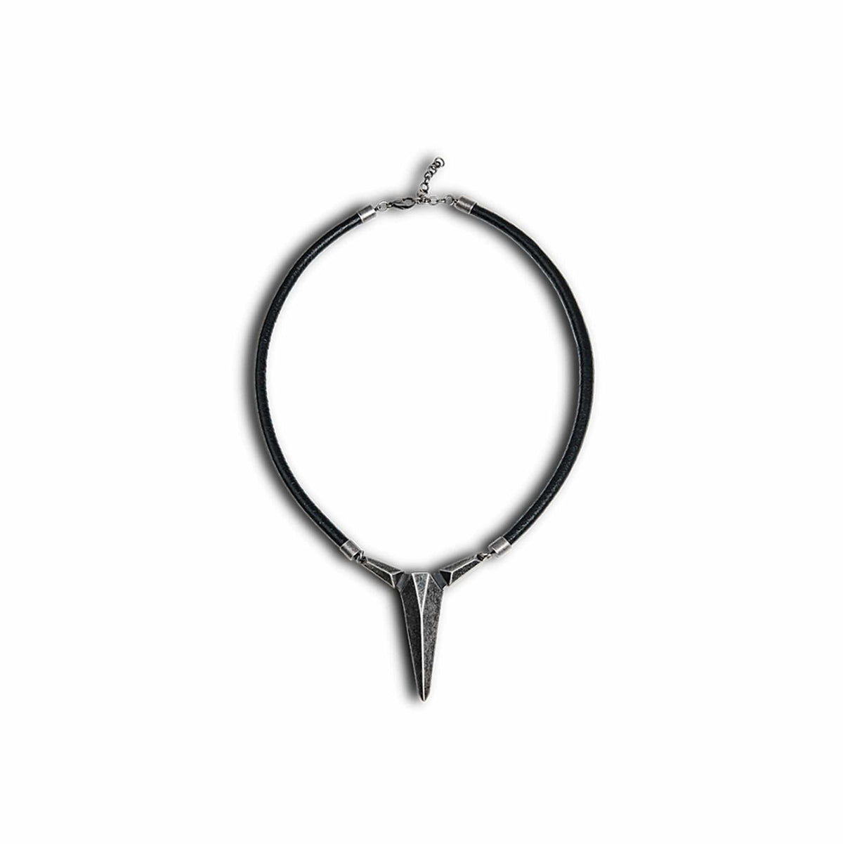 SSIN7 Spike Pendant Faux Leather Necklace