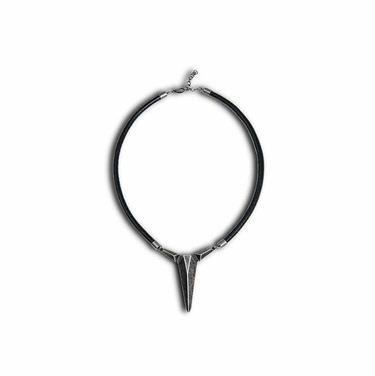 SSIN7 Spike Pendant Faux Leather Necklace