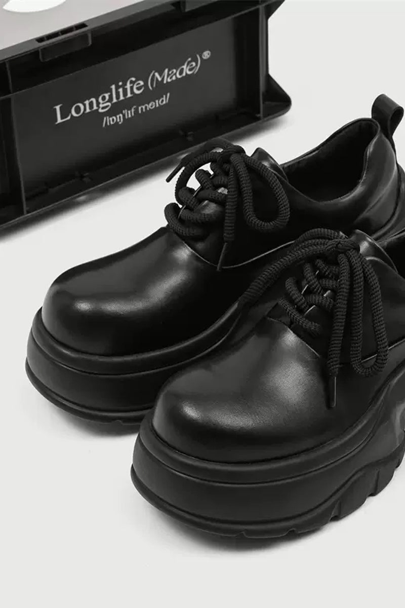 Black Chunky Platform Derby Sneakers