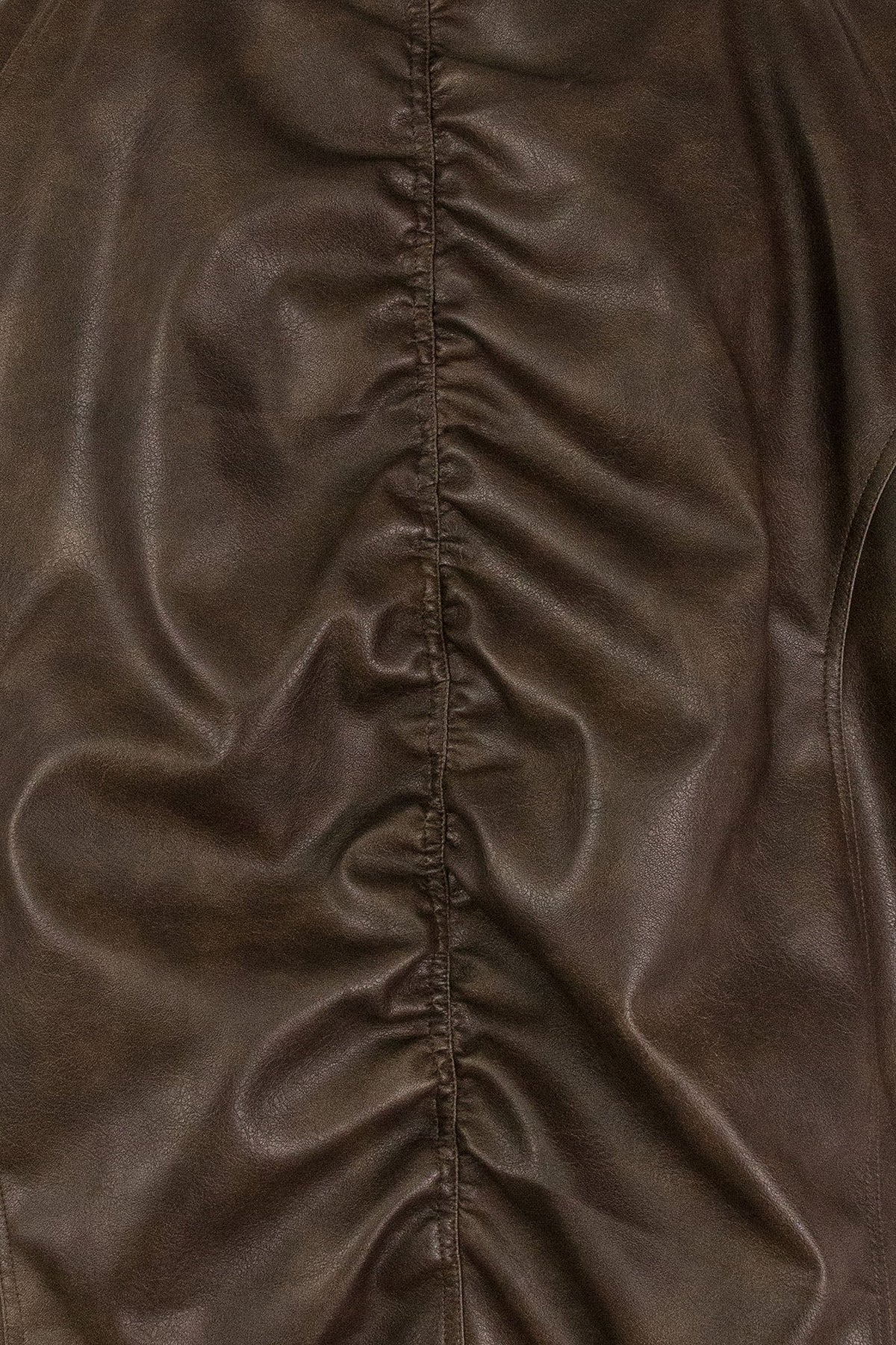 RELABEL Detachable Plush Scarf Ruched Hooded Jacket Brown