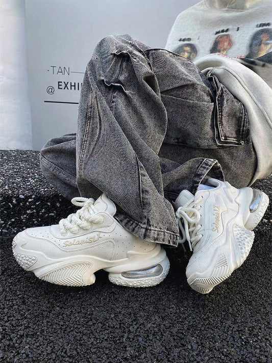 White Vortex Logo Platform Sneakers