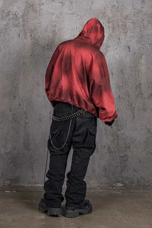 UNDERWATER Ashen Ember Distressed Elevated Hoodie Red