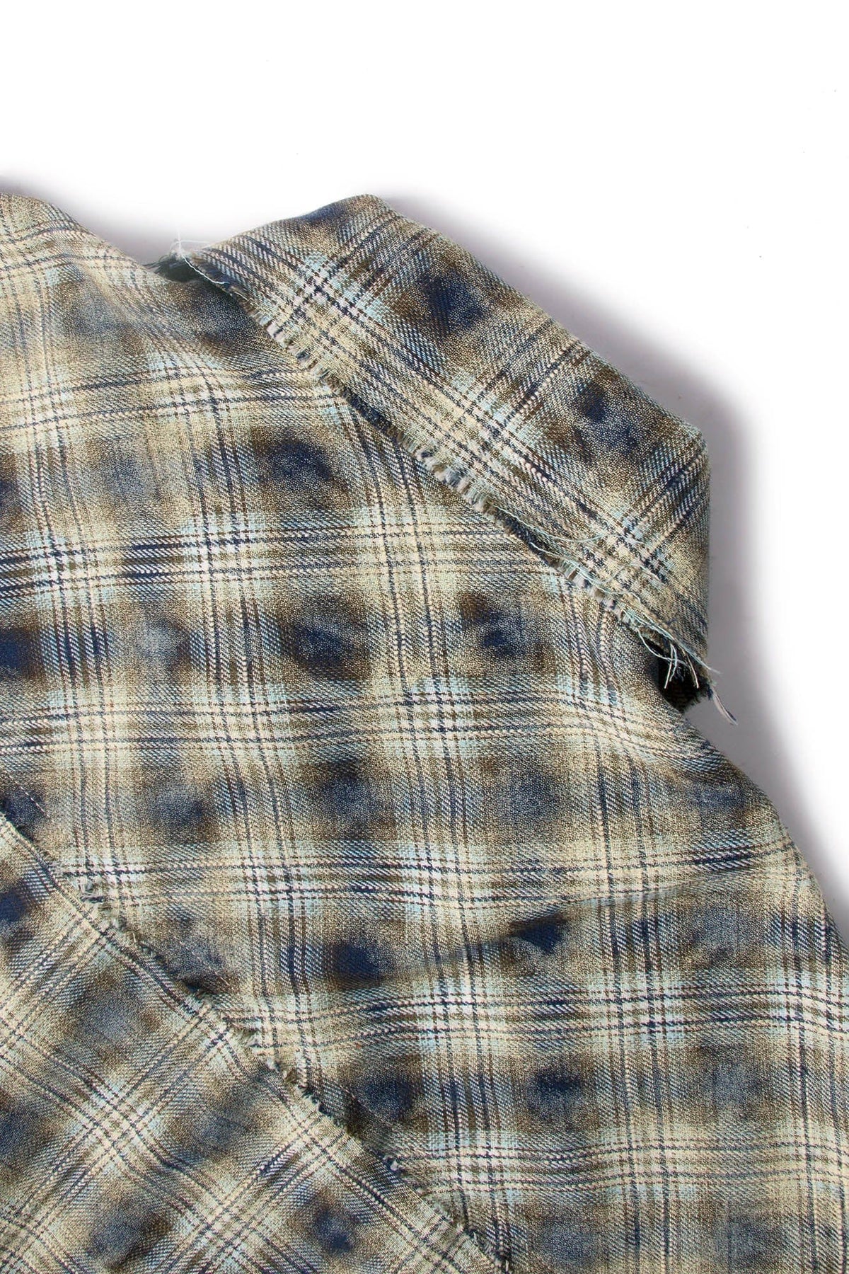 RELABEL Tie-dye Plaid Dual Closure Frayed Shirt