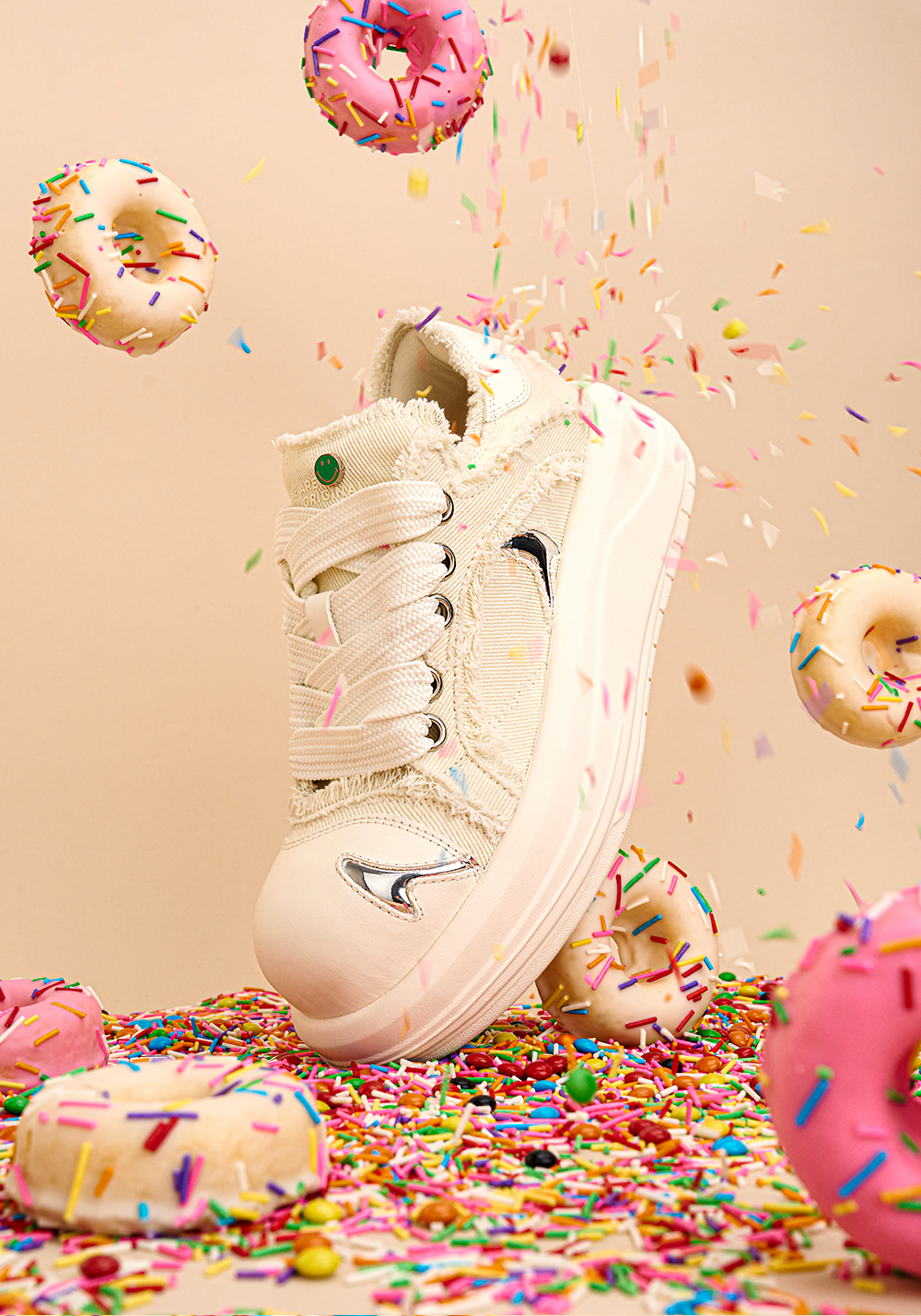 White Beluga Platform Skate Sneakers