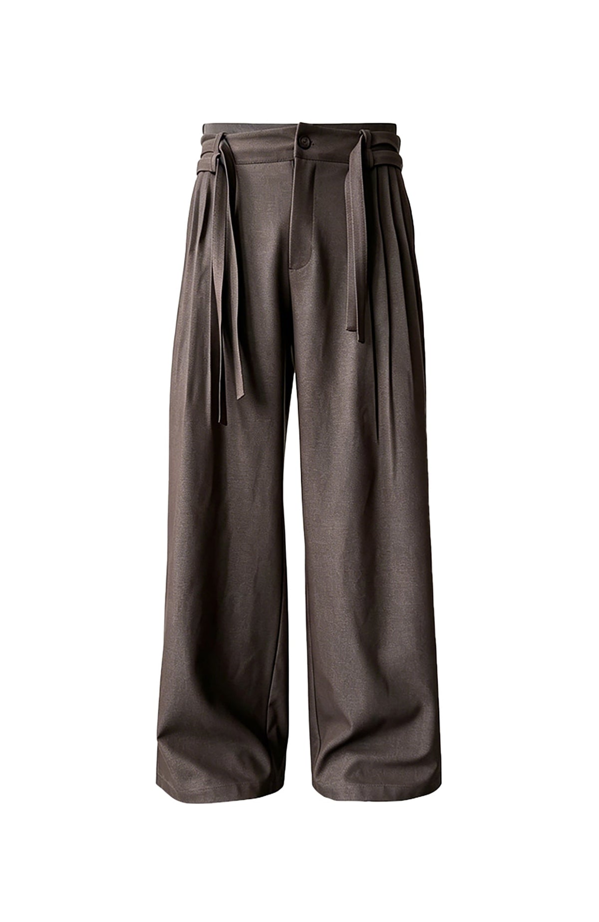 KREATE Double Belt Pleated Wide-Leg Trousers