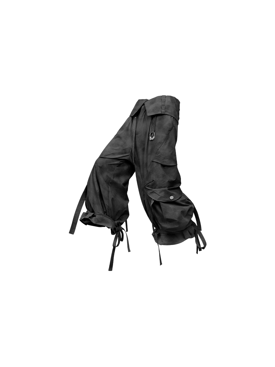 RELABEL Detachable Ruched Inverted Waist Cargo Pants