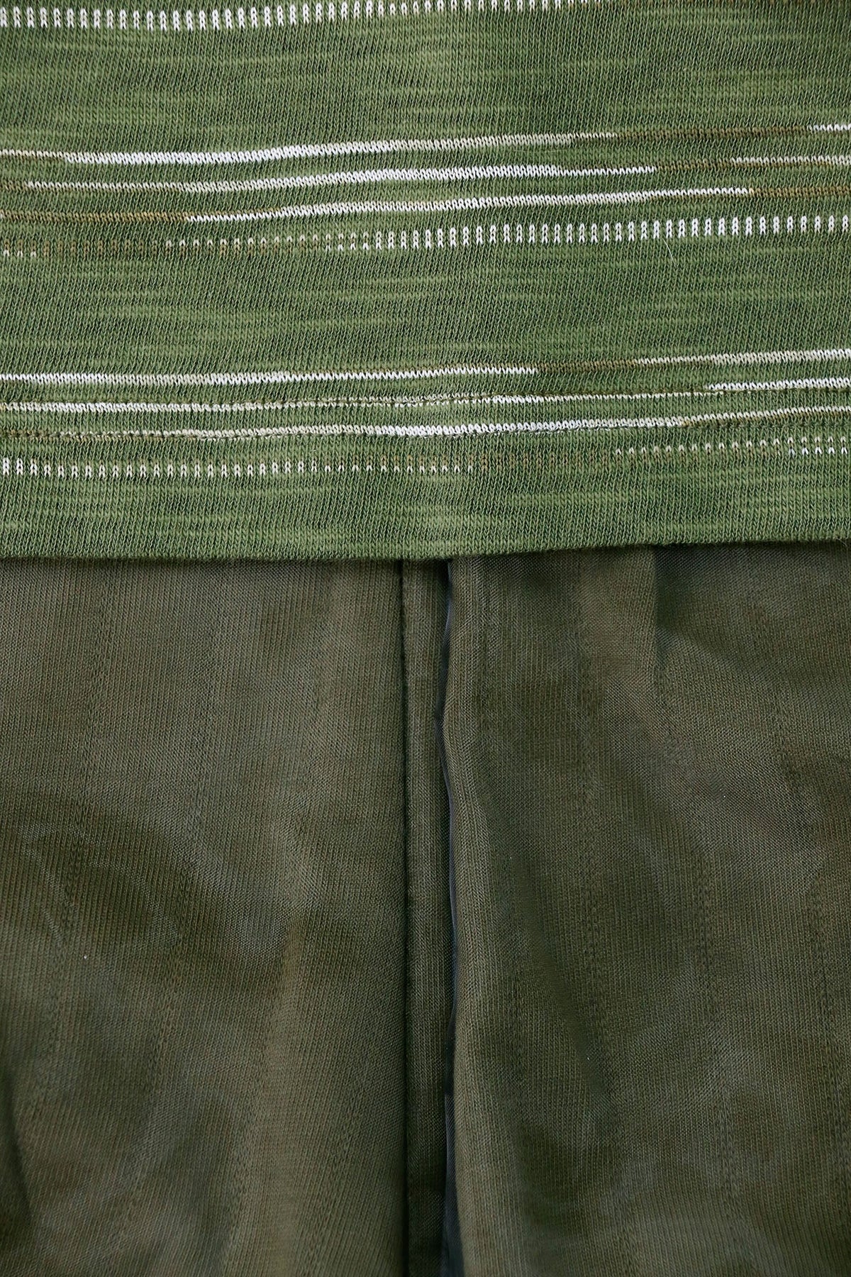 RELABEL Detachable Striped Drape Ruched Oversized Shorts Green