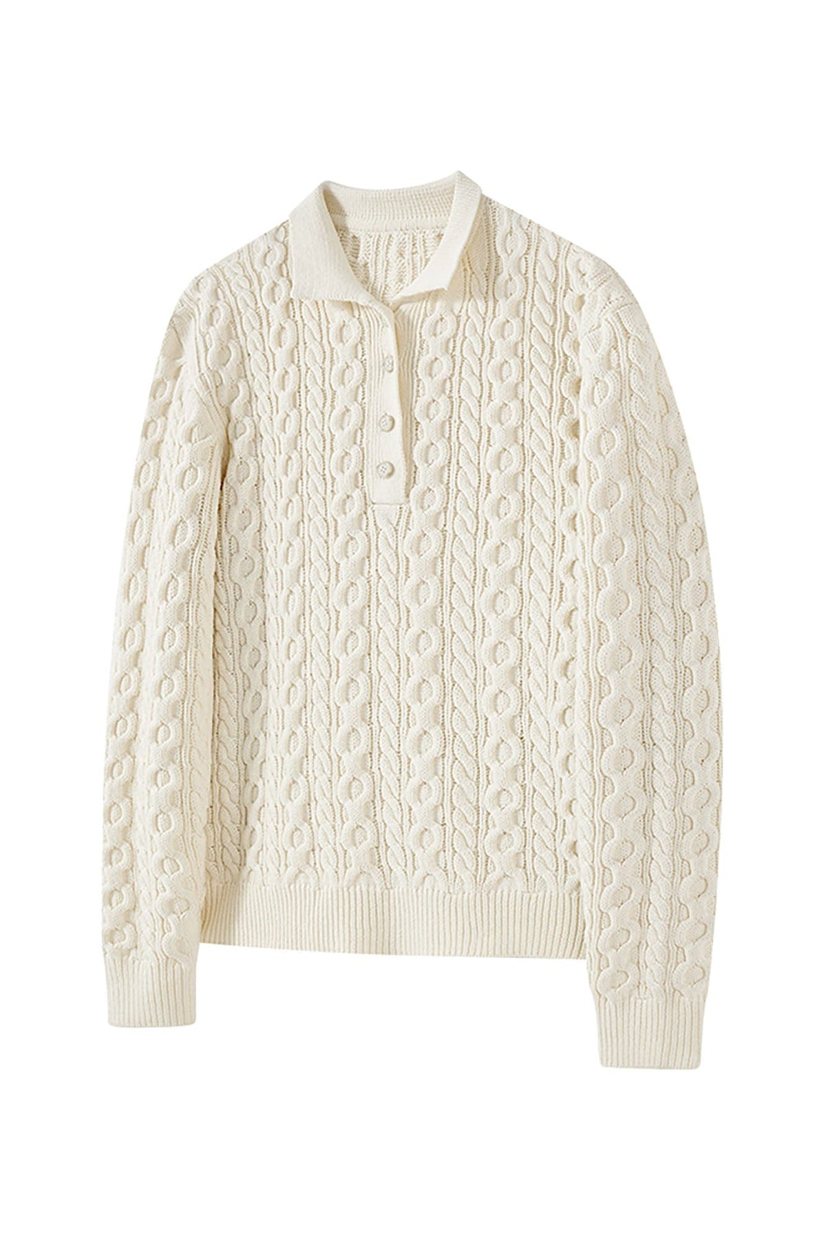 KREATE Cable Knit Polo Sweater