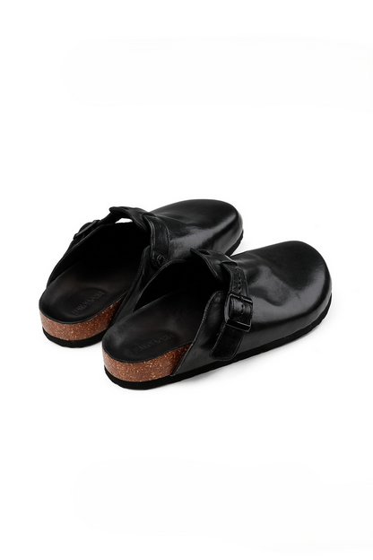 Washed Horsehide Mule Sandals