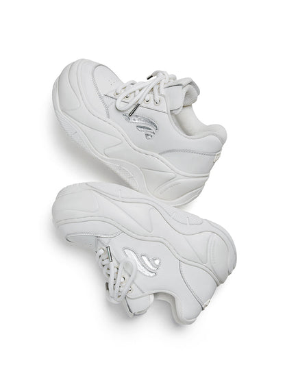 White WiFi 2.0 Wave Leather Platform Sneakers