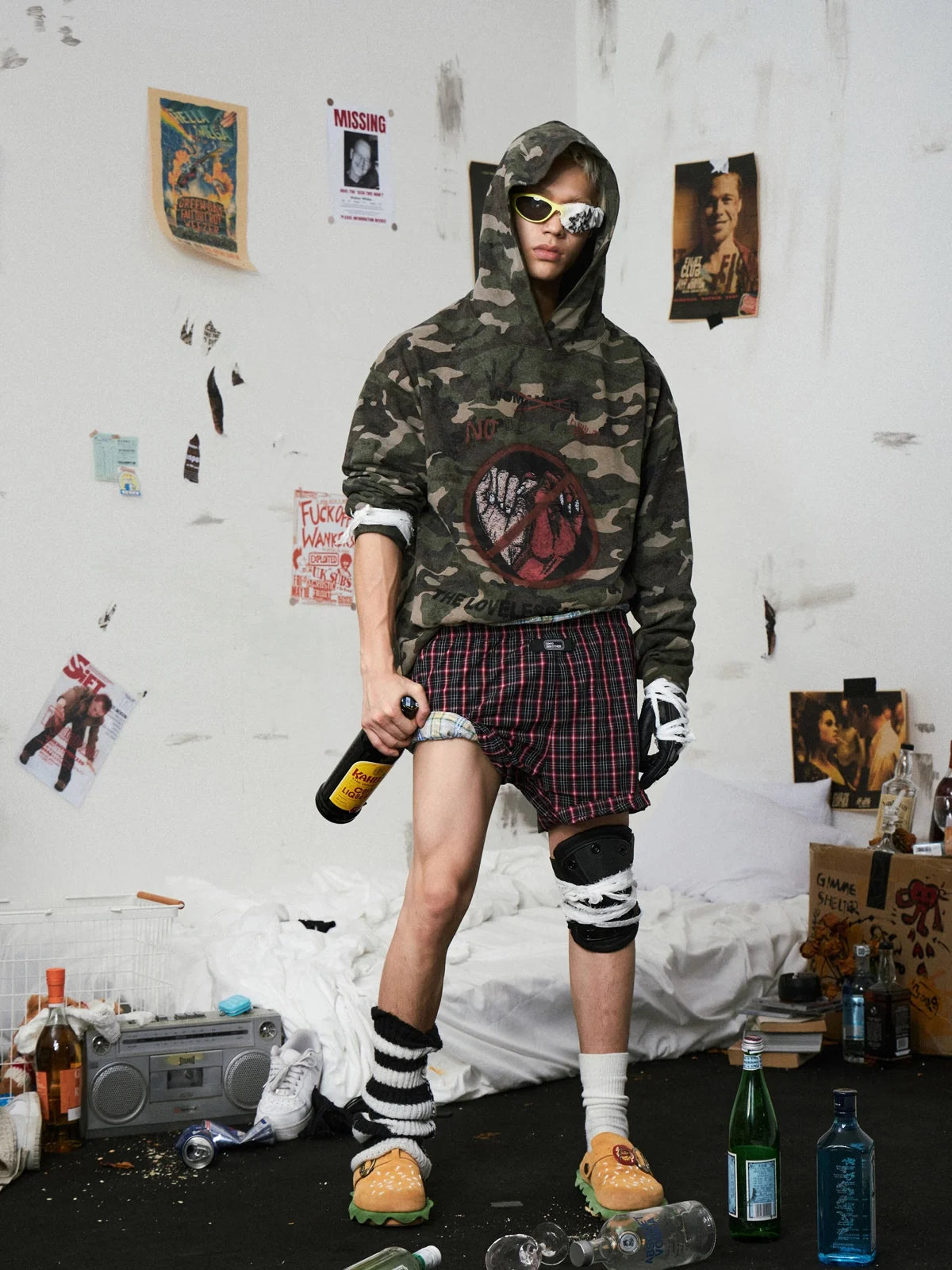 Vintage Camouflage Print Hoodie