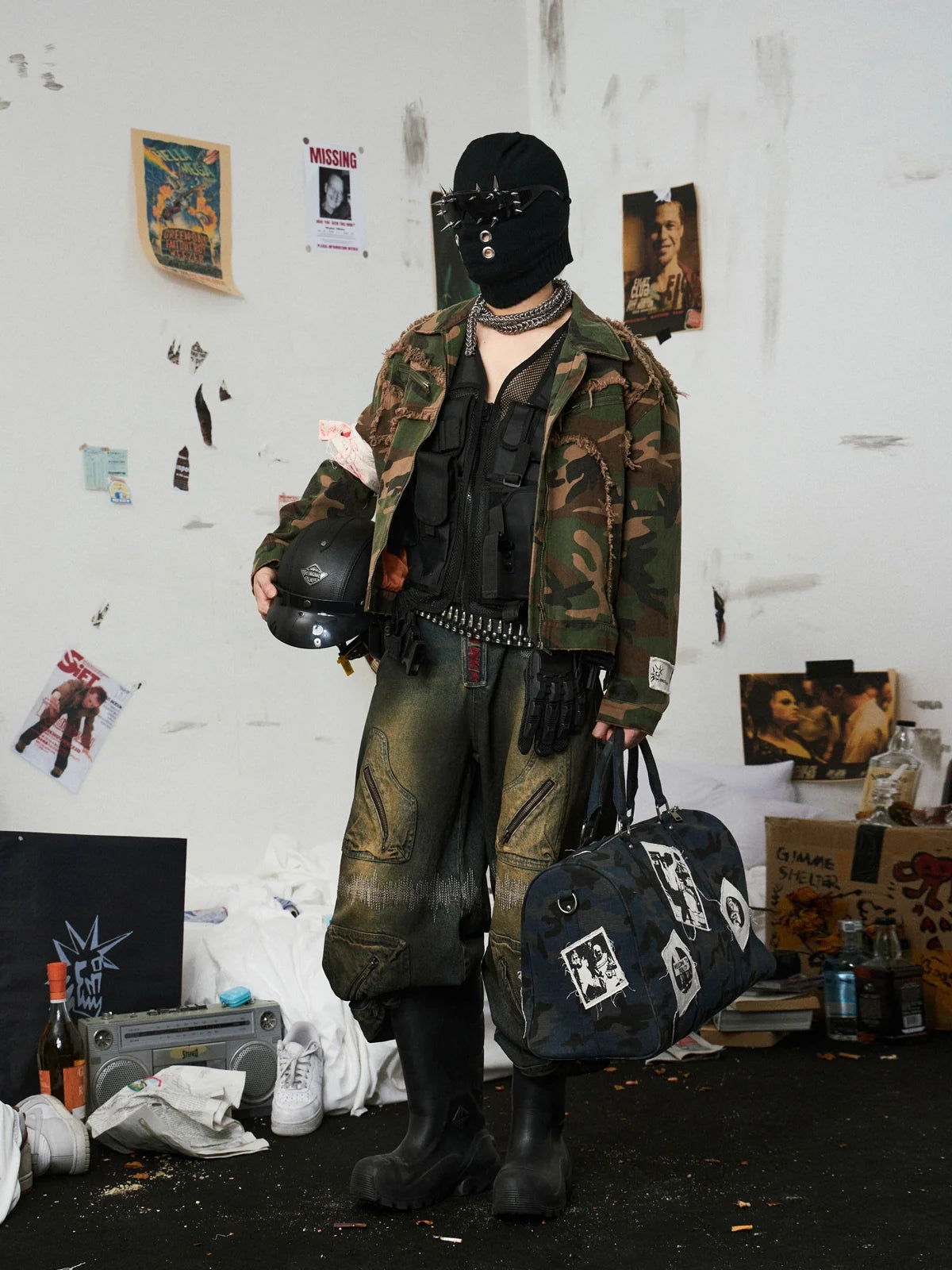 Camouflage Distressed Work Jacket