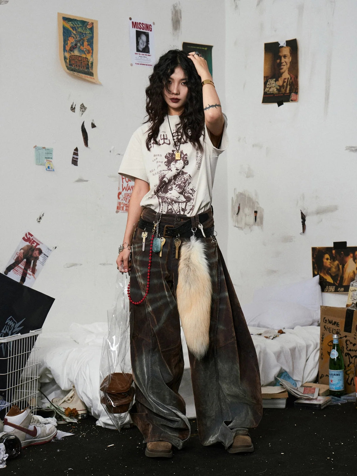 Vintage Beige Printed T-Shirt