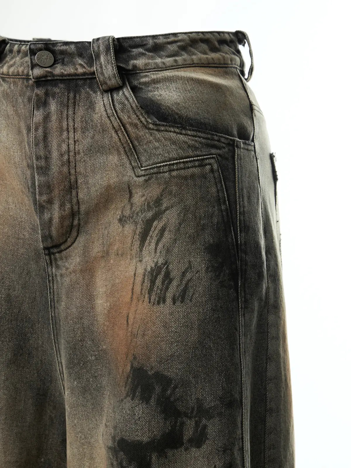 A-line Washed Baggy Jeans