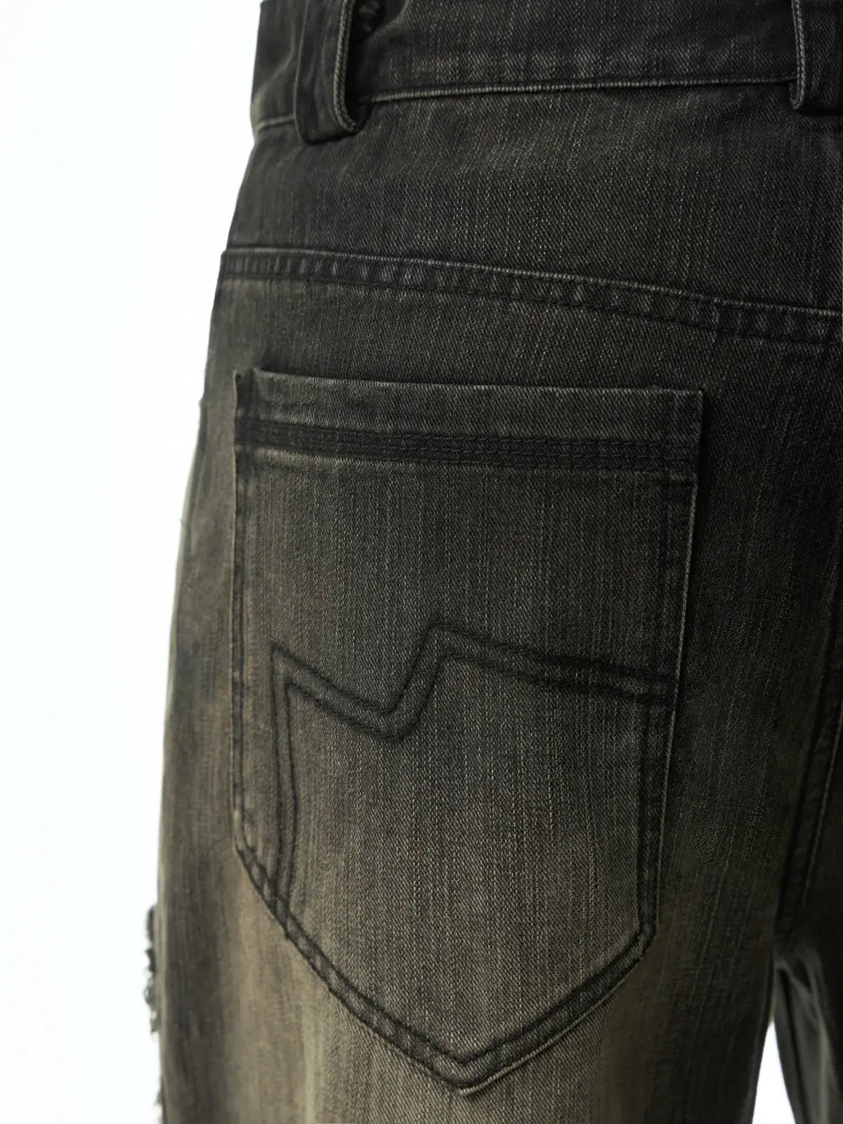 Black Distressed Flared Jeans