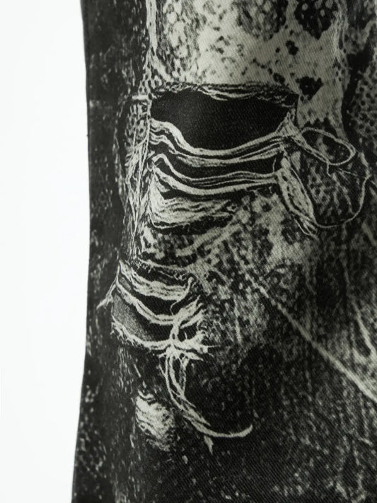 3D Snake Print Flare Jeans