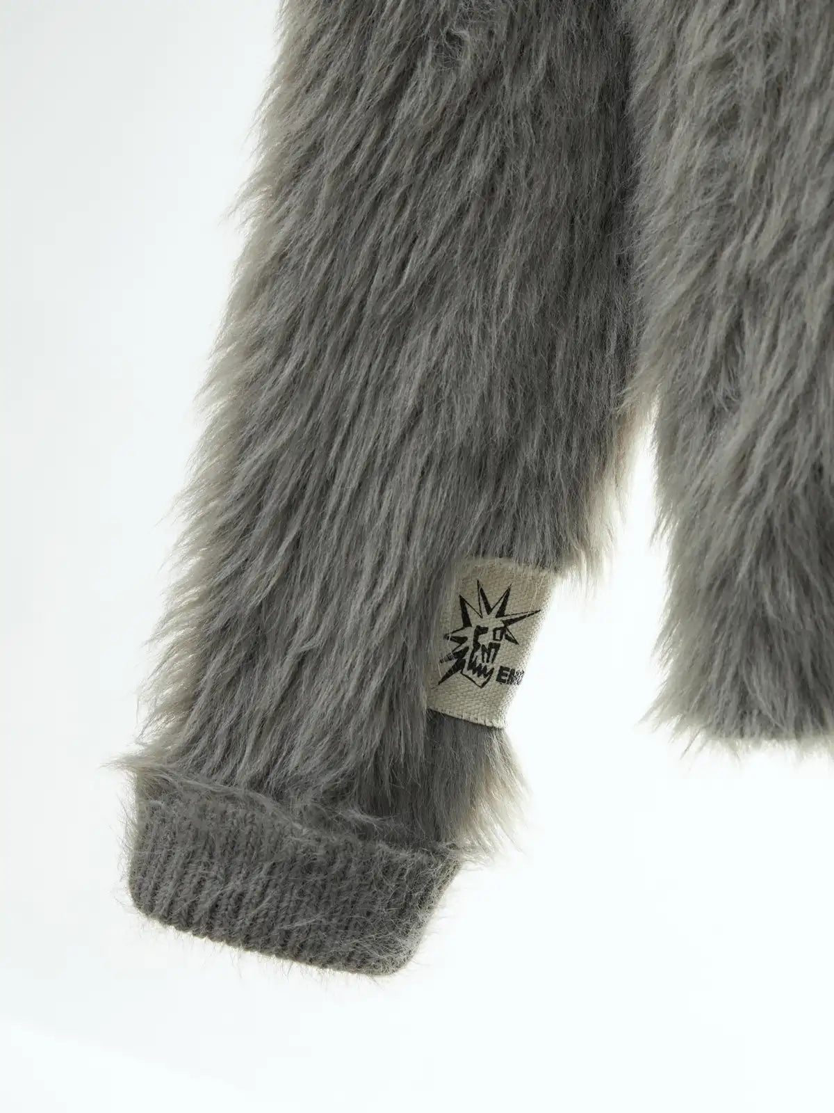 Fluffy Embroidered Hooded Knit Sweater