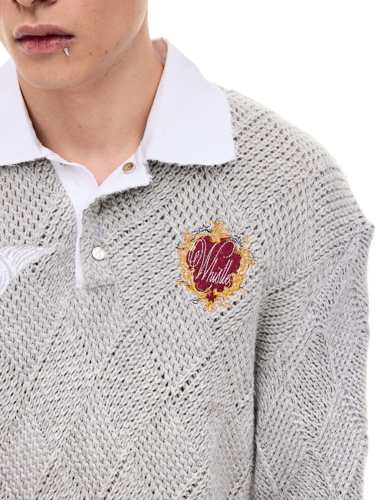 WHISTLEHUNTER Argyle Wool-Blend Polo Sweater