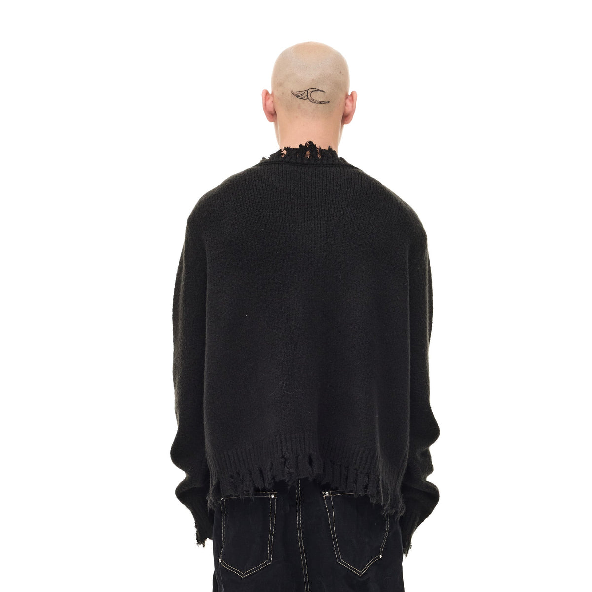 WHISTLEHUNTER Distressed Frayed-Edge Badge Cardigan