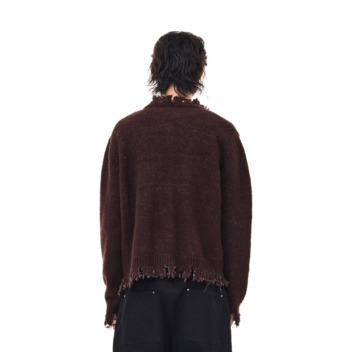WHISTLEHUNTER Distressed Frayed-Edge Badge Cardigan