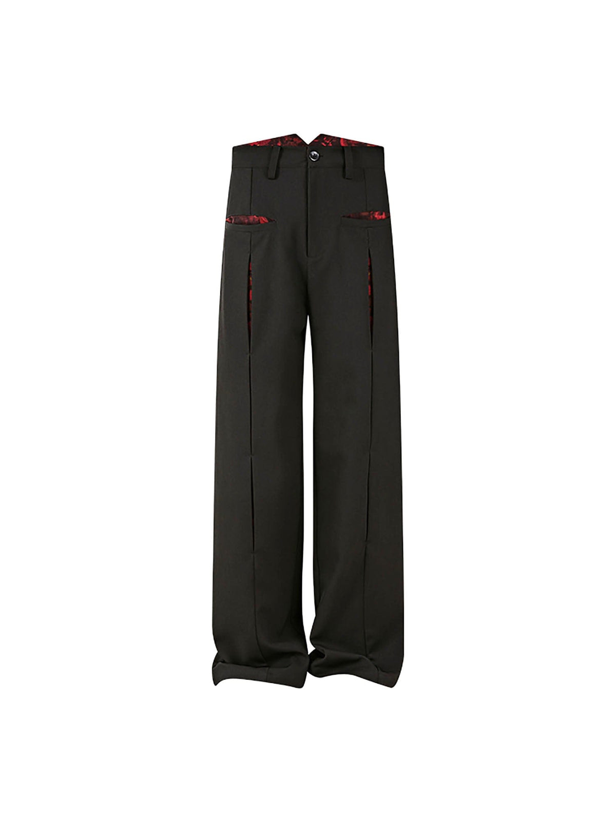 KREATE Floral Insert Slit Straight-Leg Trousers