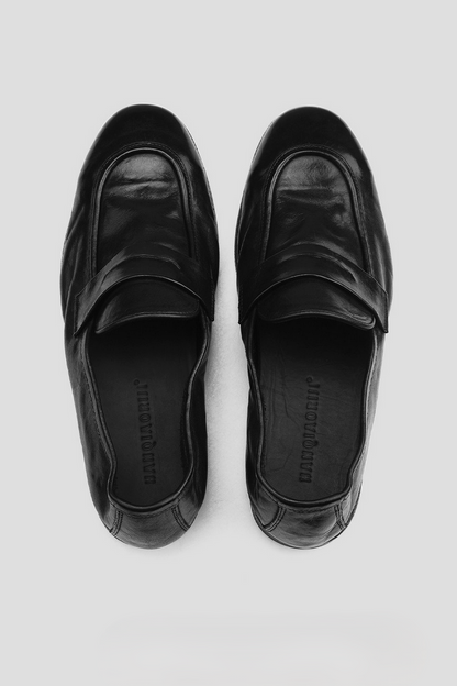Washed Leather Loafer Shoes