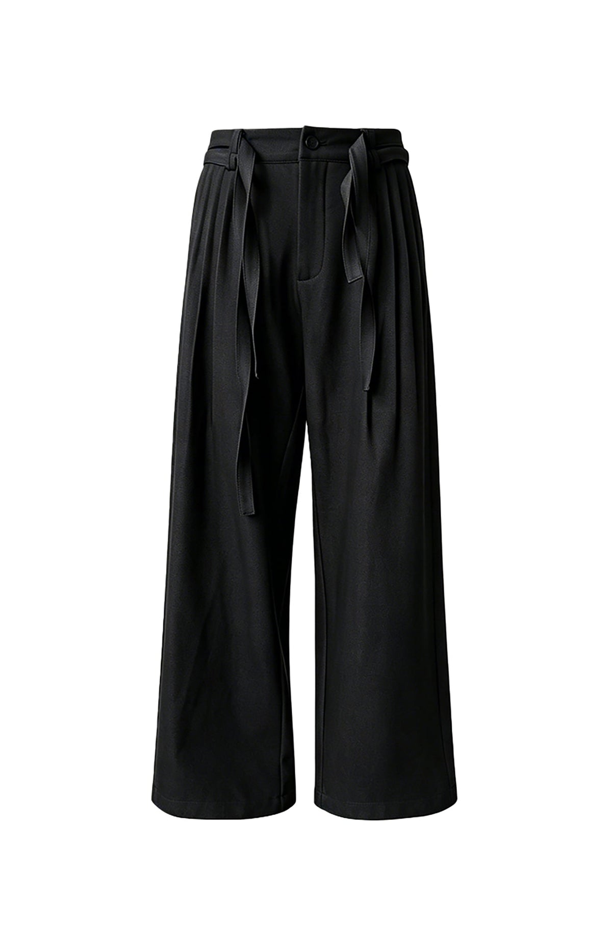 KREATE Double Belt Pleated Wide-Leg Trousers