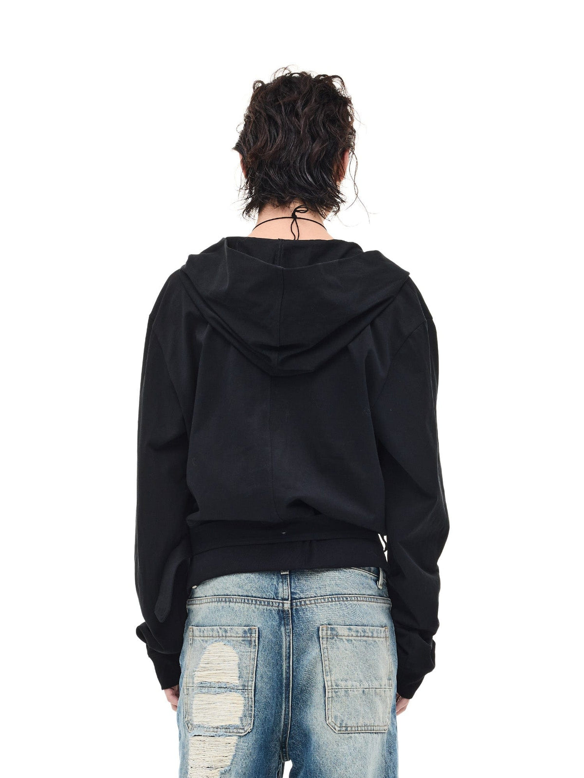 WHISTLEHUNTER Detachable-Belt Deep V-Cut Hardware Hoodie