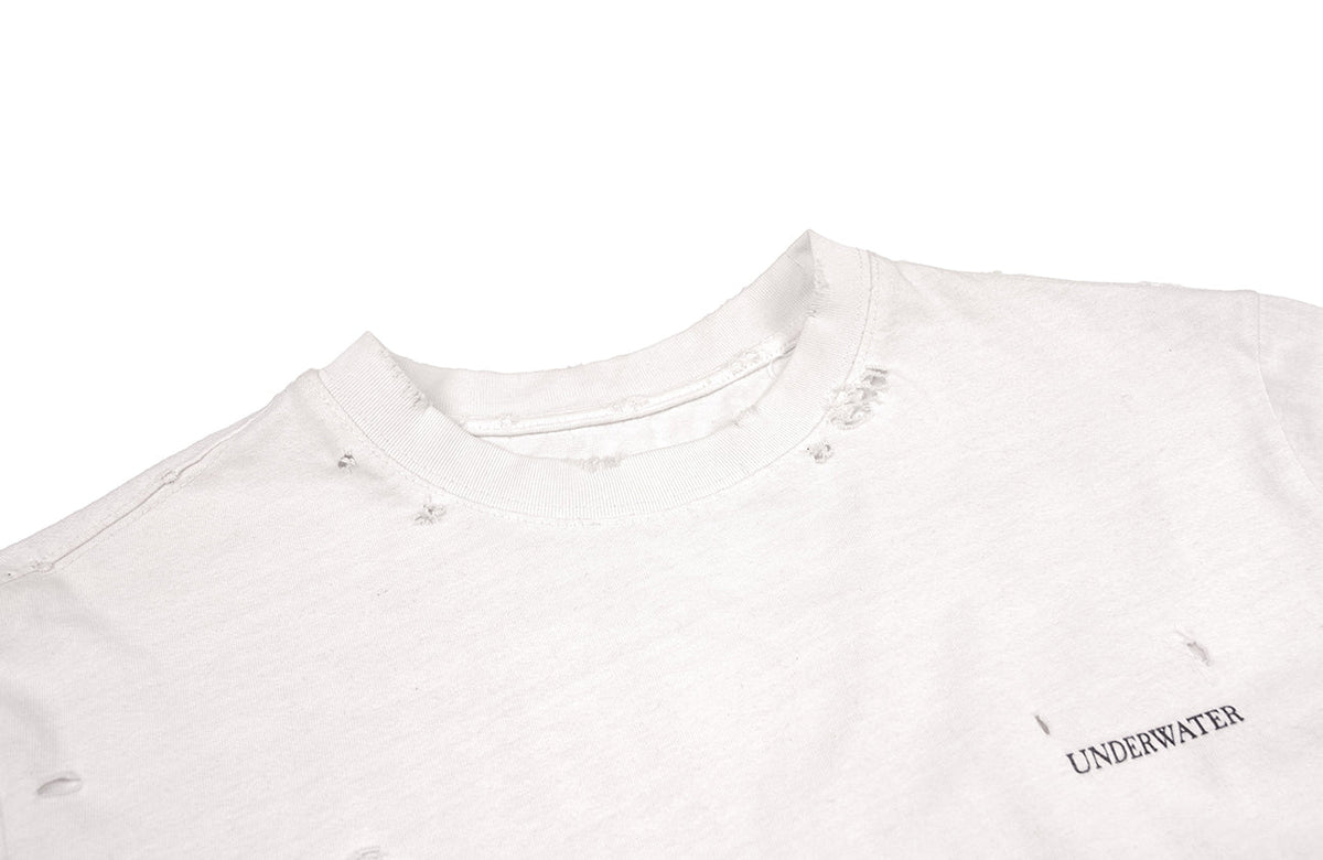 UNDERWATER Demon Slashed Cotton Long Sleeve Tee White