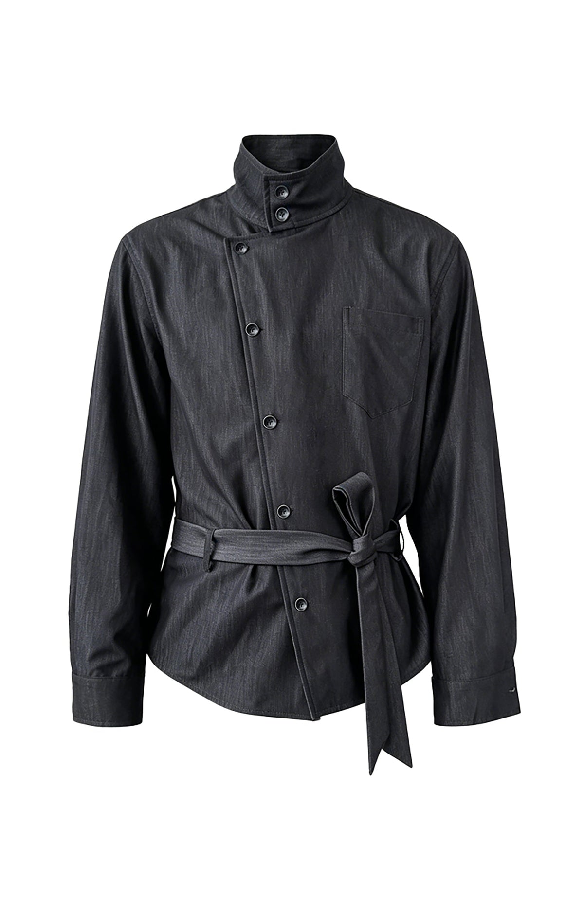 KREATE Stand Collar Wrap Tie Shirt