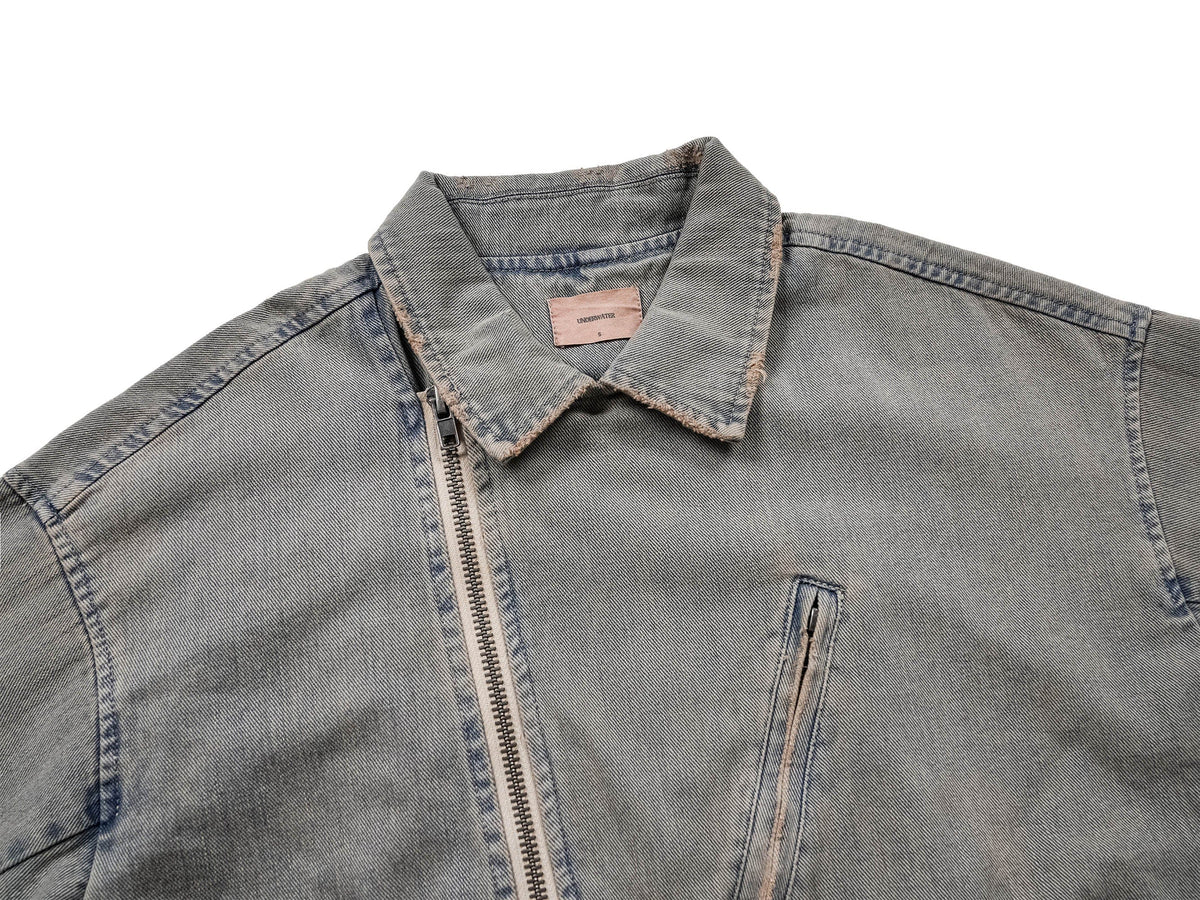 UNDERWATER Acid Wash Zipper Biker Jacket