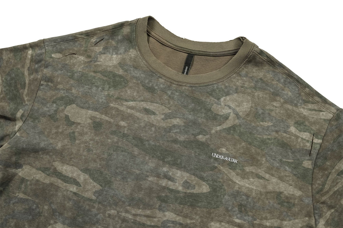 UNDERWATER Distressed Camo Oversized T-Shirt
