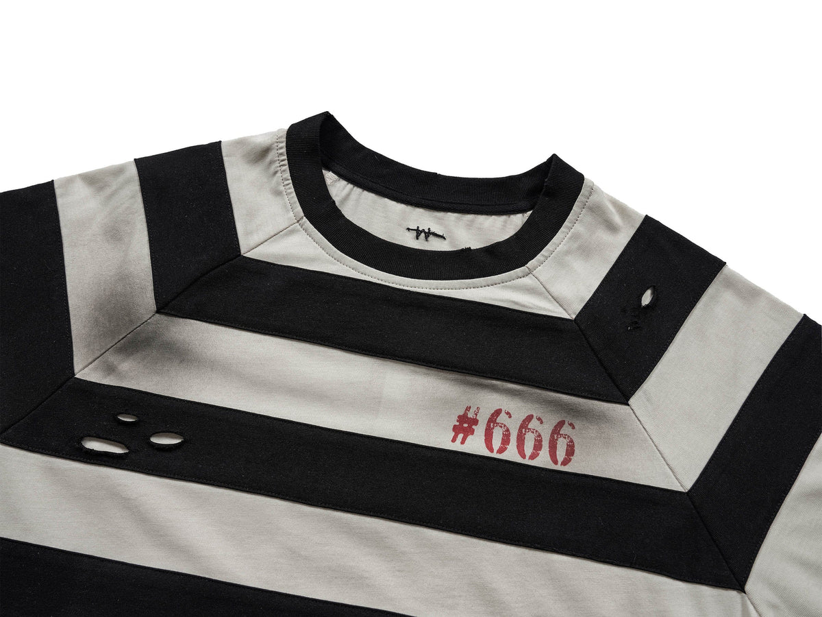 UNDERWATER The Jailbird Distressed Striped T-Shirt
