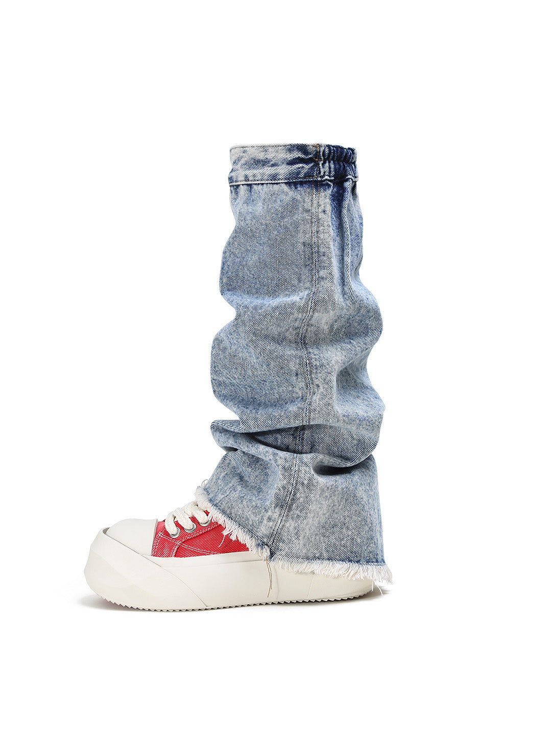 Denim Bare Look Washed Platform Sneakers