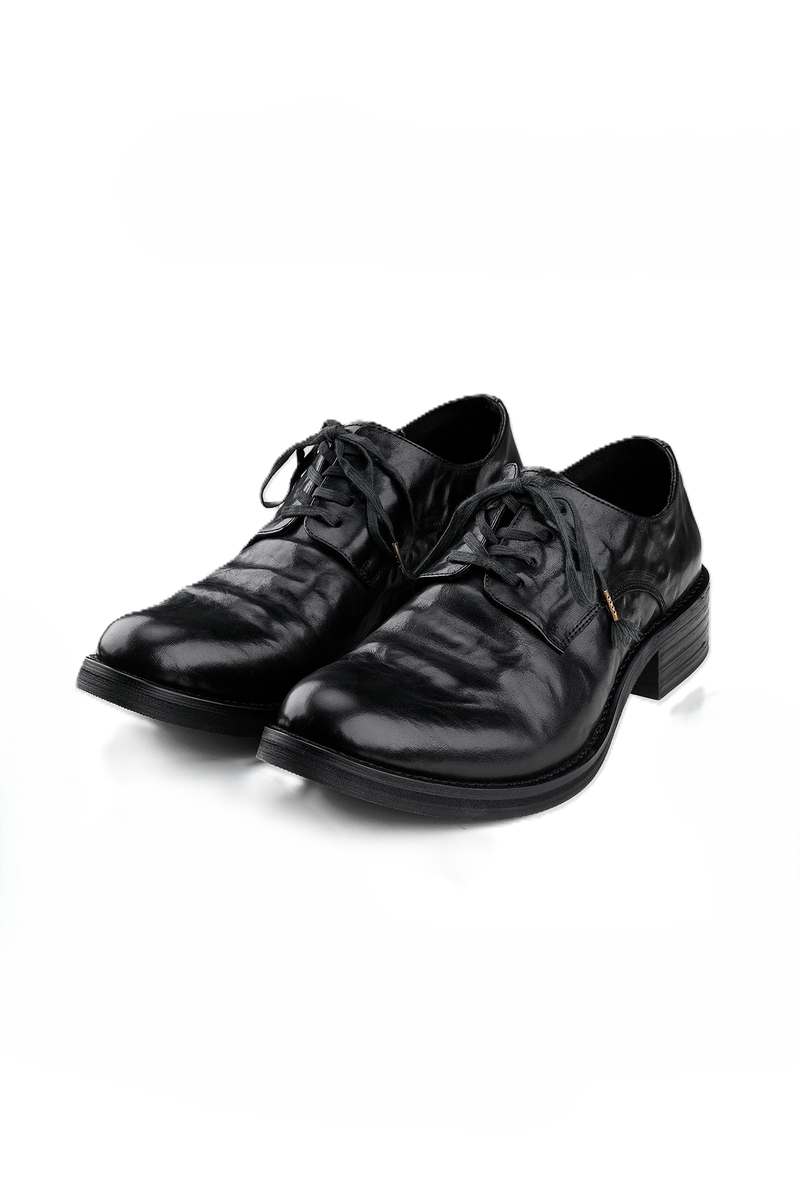 Wrinkled Leather Derby Shoes