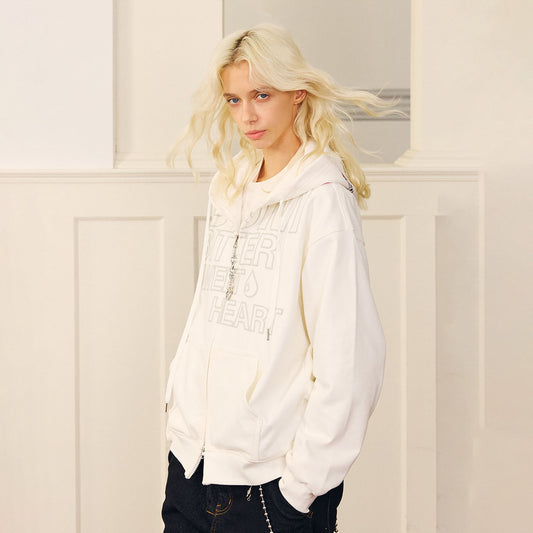 DONSMOKE Hairclip Graphic Double-Zip Hooded Jacket