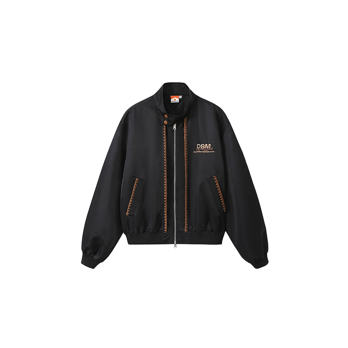 DONSMOKE Glossy Contrast Whipstitch Bomber Jacket