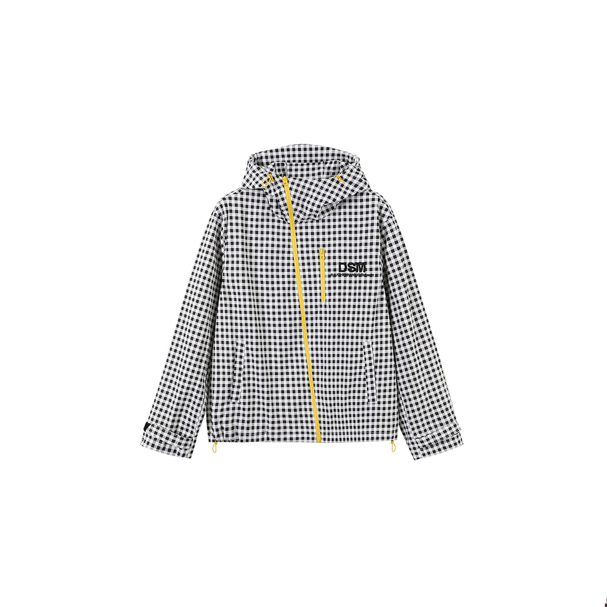 DONSMOKE Diagonal-Zip Check Teflon Windbreaker