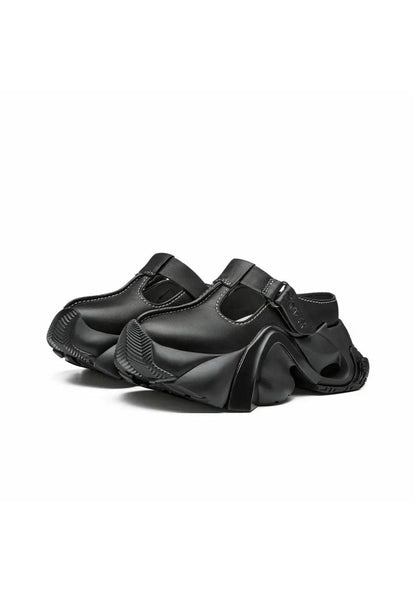 Black Platform Closed-Toe Slides