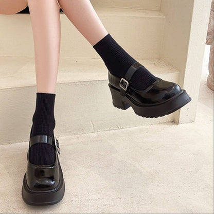 Low-Cut Platform PU Leather Shoes