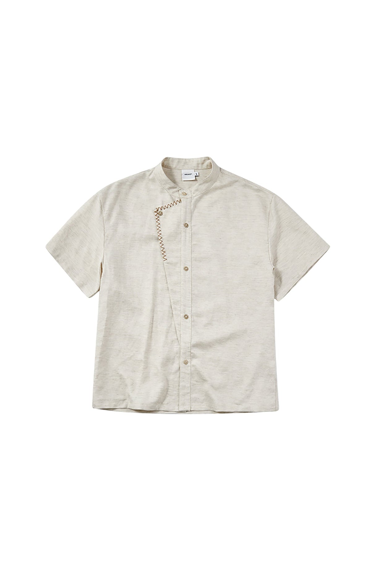 KREATE Stitched Faux-Placket Short Sleeve Shirt