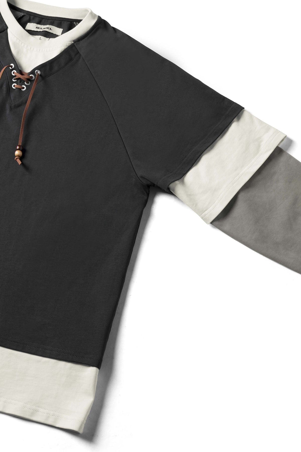 RELABEL Layered Lace-Up Sweatshirt Gray