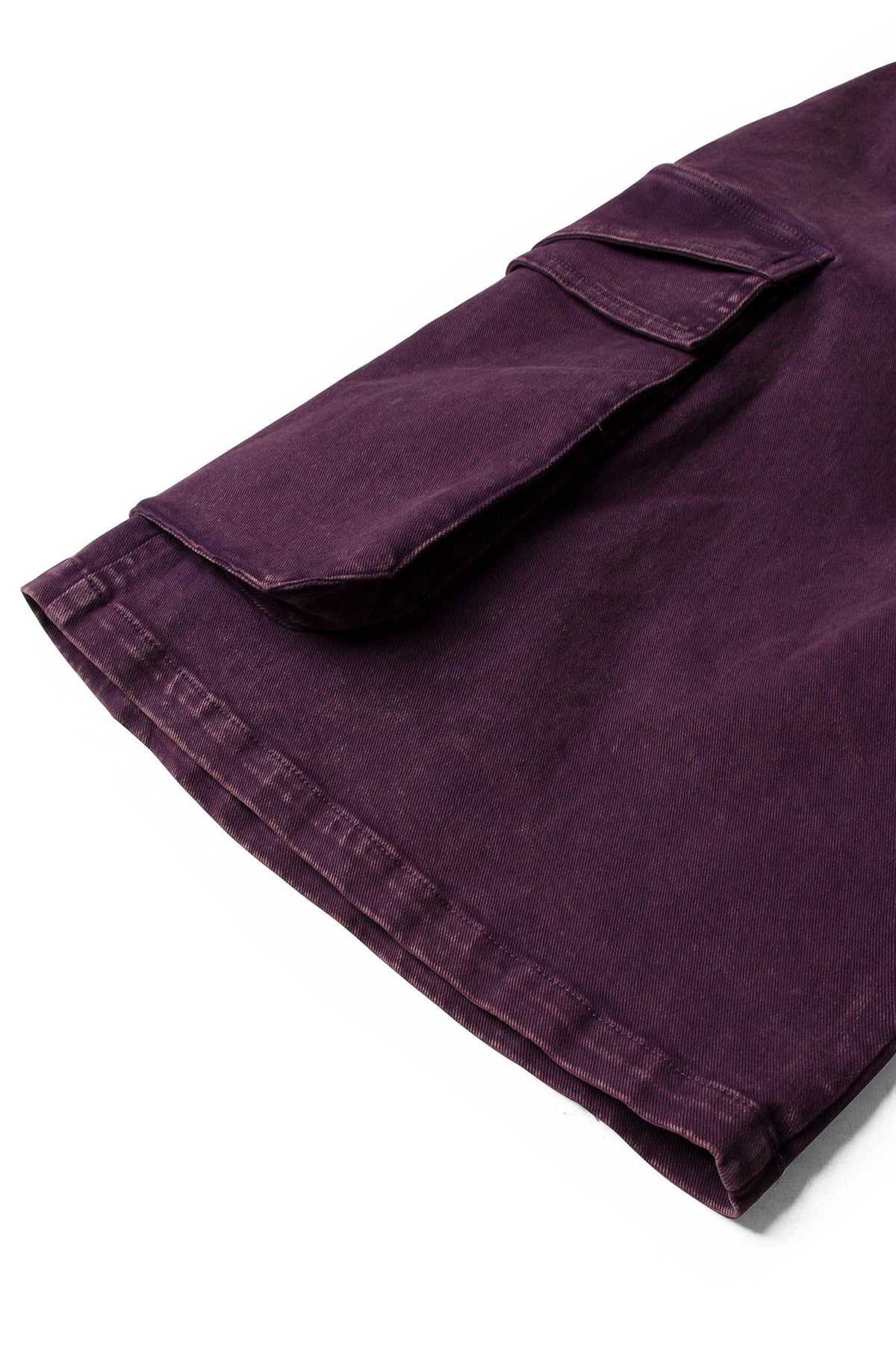 RELABEL Detachable Scarf Washed Multi-Pocket Wide-Leg Shorts Purple