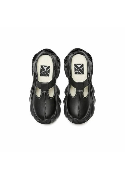 Black Platform Closed-Toe Slides