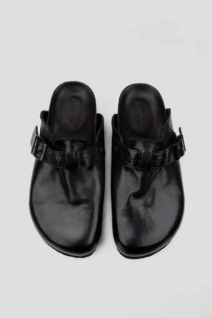 Washed Horsehide Mule Sandals