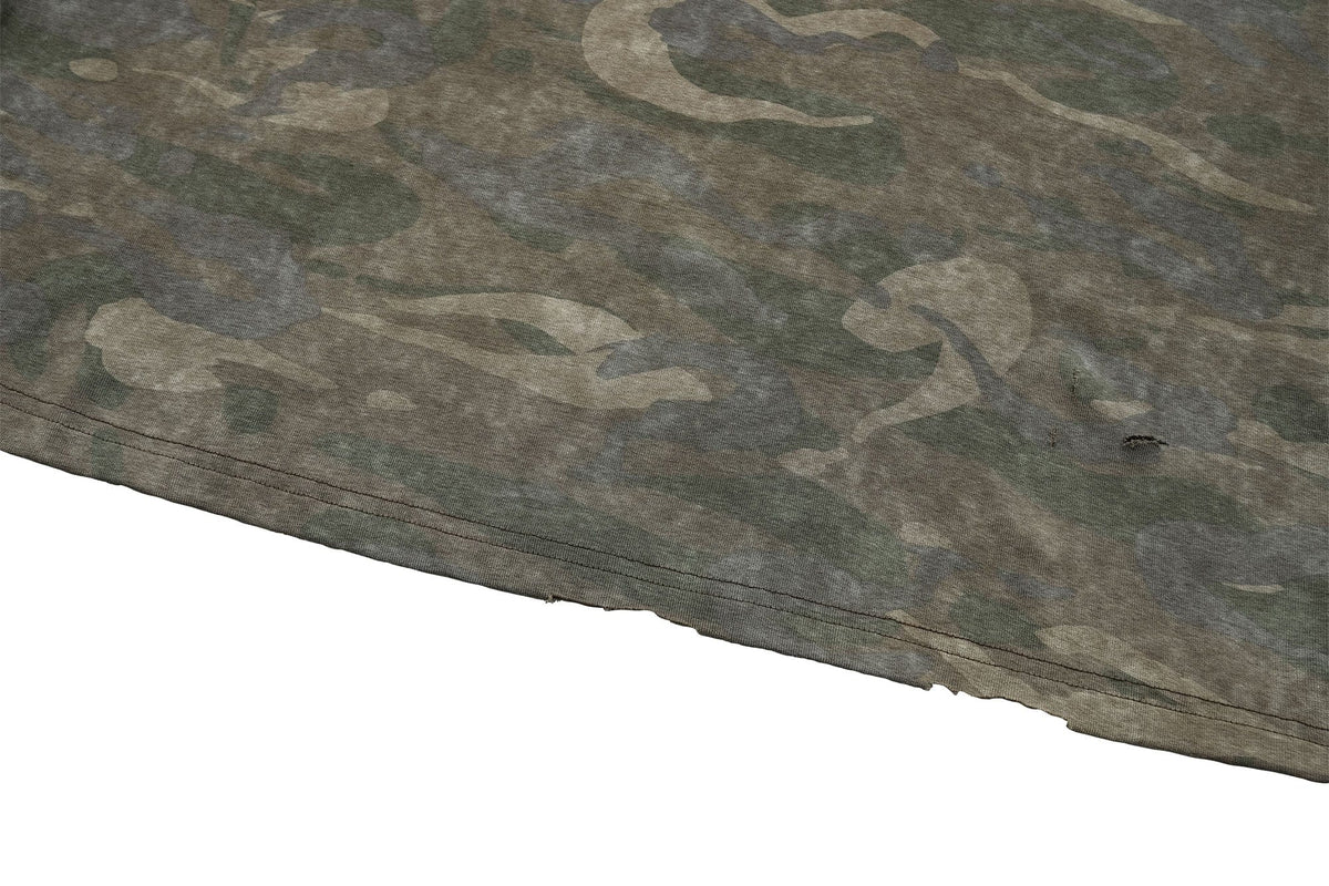 UNDERWATER Distressed Camo Oversized T-Shirt