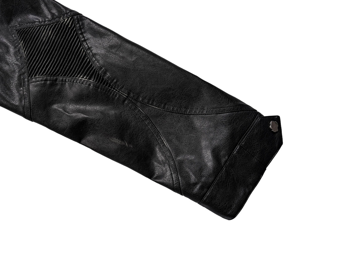 UNDERWATER Distressed Midnight Fang Faux Leather Biker Jacket